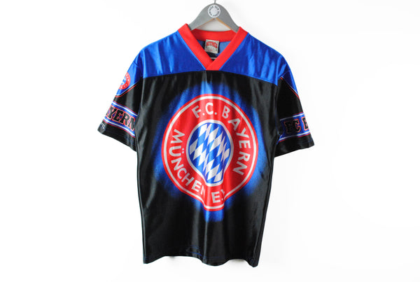 Vintage Bayern Munchen Nutmeg T-Shirt Large / XLarge black blue jersey big logo football fc polyester