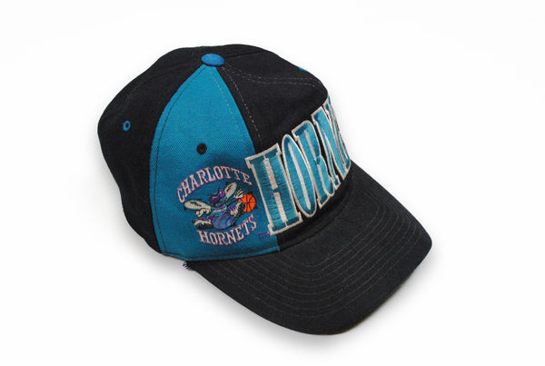 Vintage Charlotte Hornets Starter Cap big logo black blue hat