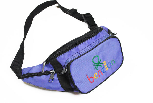 Vintage United Colors of Benetton Bootleg Waist Bag purple multicolor rare retro 90s funny bag