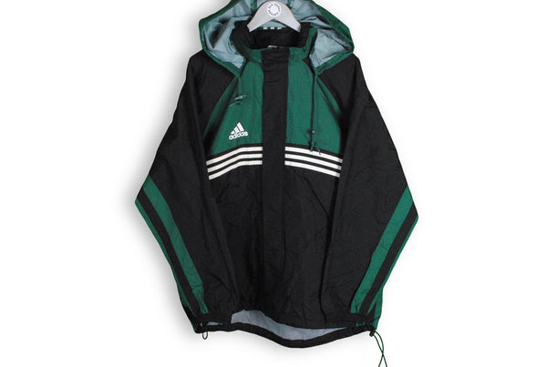 Vintage Adidas Jacket Large / XLarge basic classic waterproof windbreaker sport 90s jacket green black