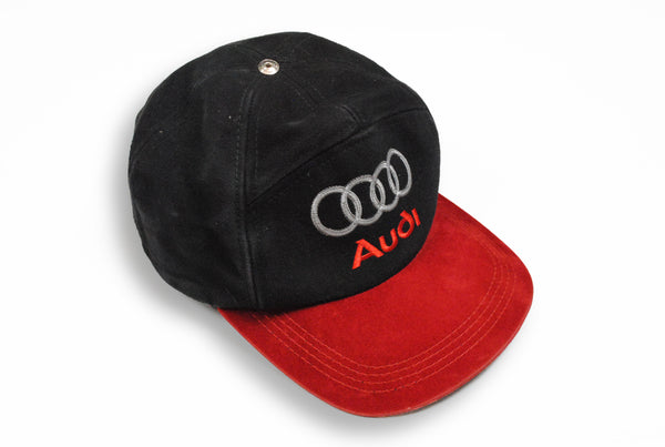 vintage audi big logo rings black red hat