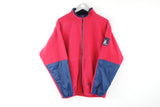 Vintage Helly Hansen Full Zip Fleece Large pink blue patch logo 90s sweater