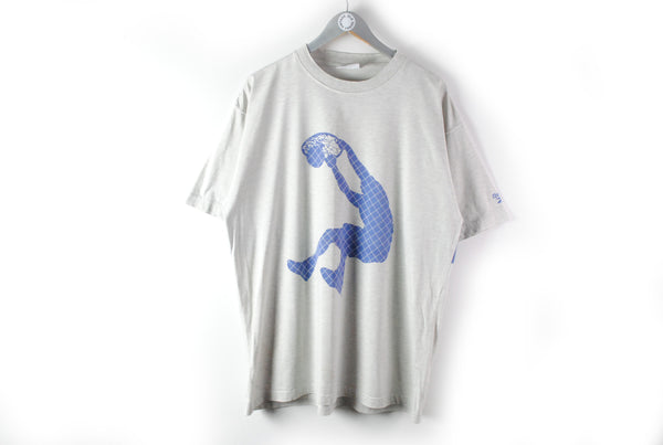 Vintage Reebok Shaq T-Shirt XLarge shaquille o'neal nba big logo jersey cotton tee gray 90s