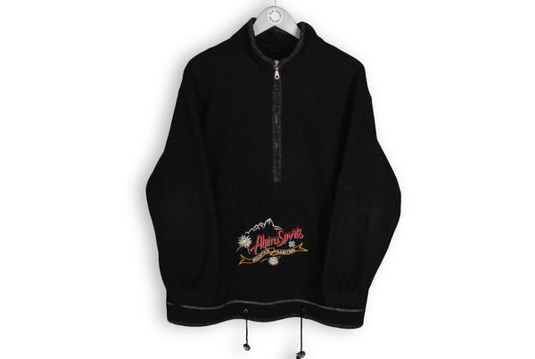 Vintage Alpine Sports Fleece Medium TCM black big logo mountain sweater
