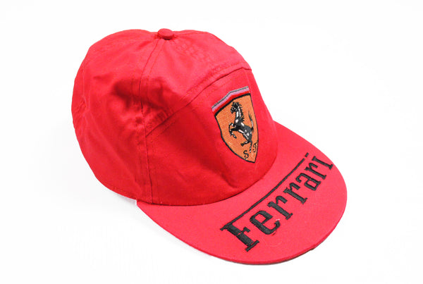 Vintage Ferrari 5 Panel Cap Big logo Michael Schumacher 90s red Hat