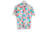 Vintage Hawaii Shirt Small Junior July Cartoon Boy and Girl pattern shirt