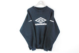 Vintage Umbro Sweatshirt XLarge / XXLarge navy blue big logo UK sport Jumper 90s