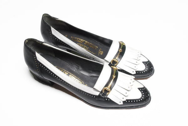 Vintage Bally Suisse Crispiano 70s Shoes Women's D 3 1/2 black white