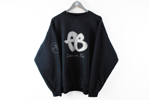 Vintage Fubu Platinum Sweatshirt XLarge black big logo retro collection 90s hip hop 