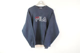 Vintage Fila Sweatshirt Medium / Large big logo naavy blue made in Canada retro 90s jumper