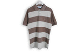 Vintage Yves Saint Laurent Polo T-Shirt Large brown beige striped pattern