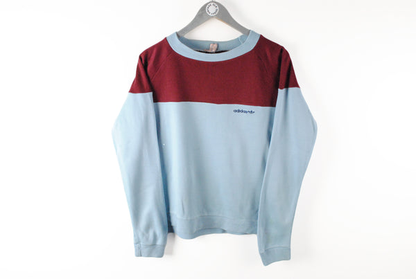 Vintage Adidas Sweatshirt Small blue red 80s made in Korea sport jumper