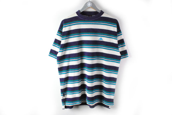 Vintage Kappa T-Shirt Medium striped pattern terry shirt 90s sport wear