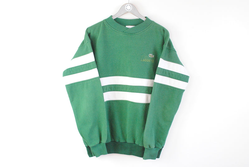 Vintage Lacoste Sweatshirt Large / XLarge green white retro 90s sport jumper made in France 