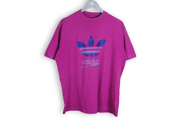 Vintage Adidas T-Shirt Large purple big logo tee 90s