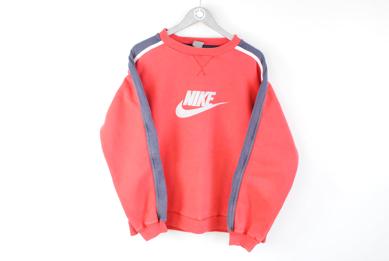 Vintage Nike Sweatshirt Large red big logo 90s swoosh sport jumper