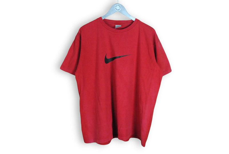 Vintage Nike T-Shirt XLarge red big swoosh logo retro 90s shirt