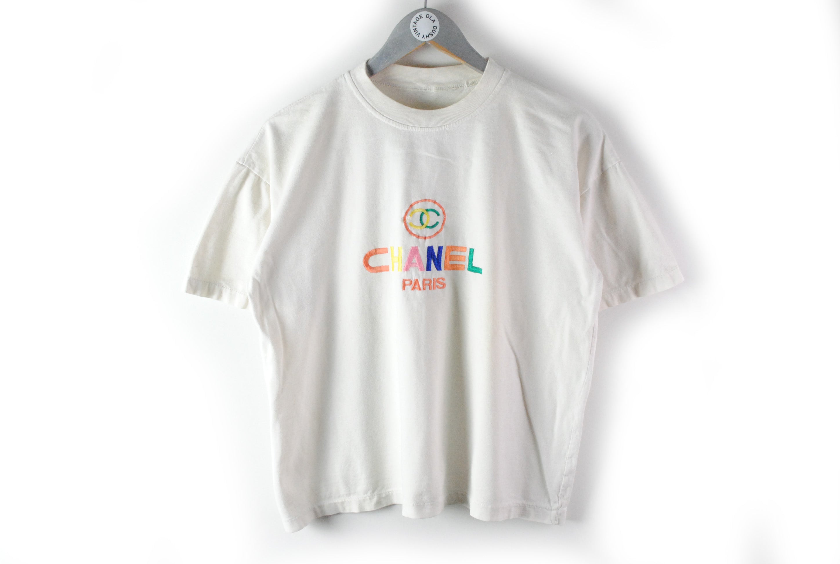 Vintage Chanel Embroidery Logo Bootleg T-Shirt Medium / Large