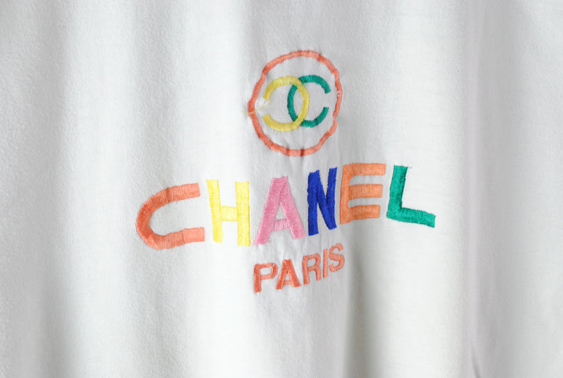 Vintage Chanel Embroidery Logo Bootleg T-Shirt Women's Small / Medium