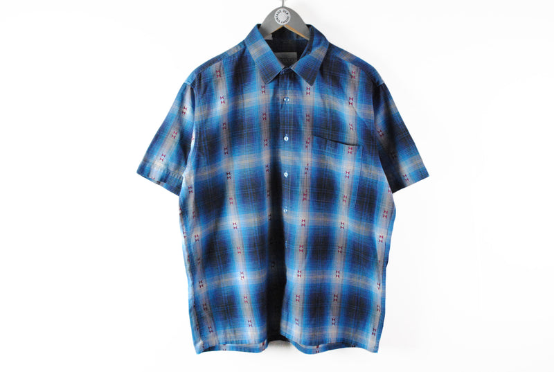 Vintage Givenchy Shirt Medium / Large 90s blue hawaiian shirt
