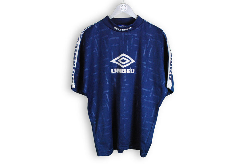 Vintage Umbro T-Shirt XLarge navy blue big logo polyeter