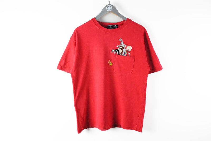 Vintage Warner Bros T-Shirt Medium big logo looney tunes cartoon 90s