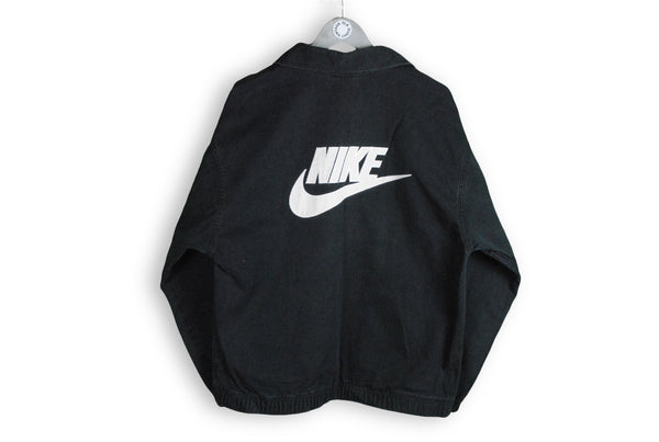 vintage nike premier sweatshirt cotton jacket black big logo swoosh 