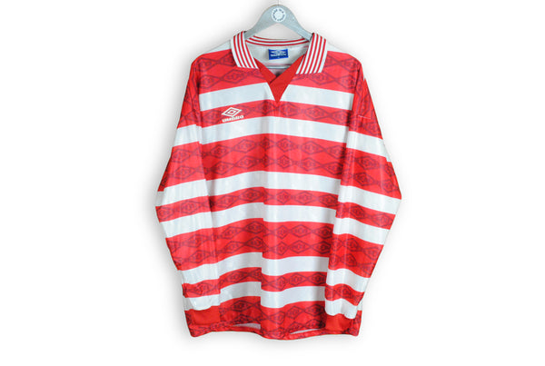 vintage xl umbro sport sweatshirt red white full logo