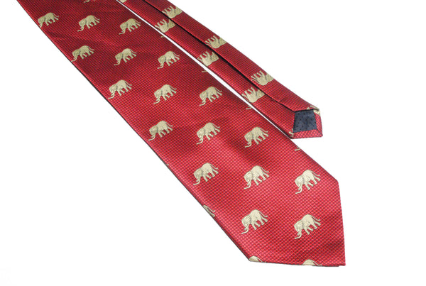 elephant pattern armani red tie