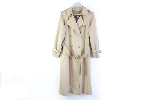 Vintage Burberrys Trench Coat Women's Large made in England classic 90s beige jacket