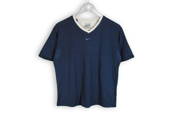 Vintage Nike T-Shirt Women's Large navy blue small swoosh logo