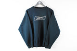 Vintage Reebok Sweatshirt Small big logo blue sport jumper