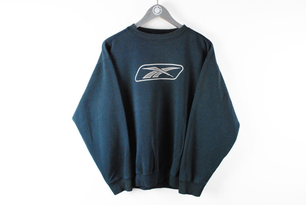 Vintage Reebok Sweatshirt Small big logo blue sport jumper