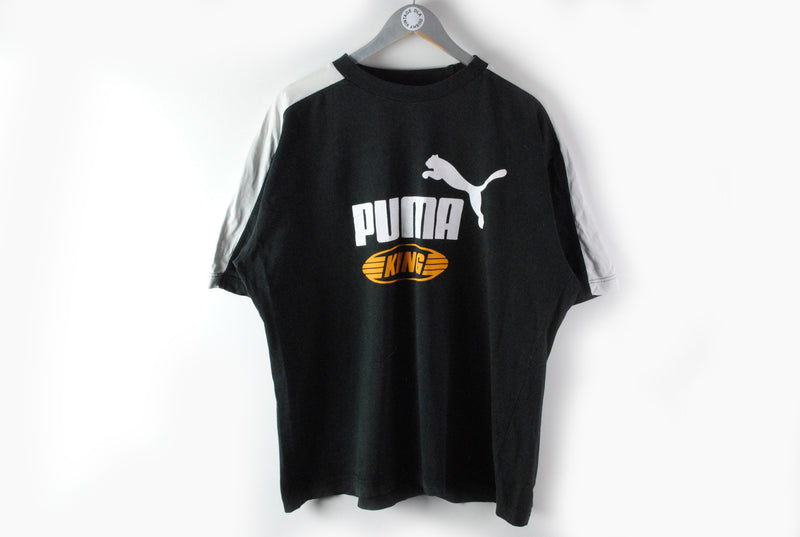 Vintage Puma King T-Shirt XLarge black big logo 90s tee sport