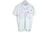 Vintage Adidas Equipment Polo T-Shirt Women's D40 white purple abstract pattern tennis tee
