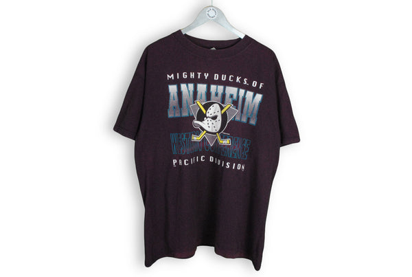Vintage Mighty Ducks Anaheim T-Shirt XLarge purple 90s made in Canada hockey shirt