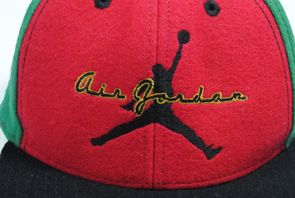 Vintage Nike Air Jordan Cap wool multicolor green red big logo hat 90s