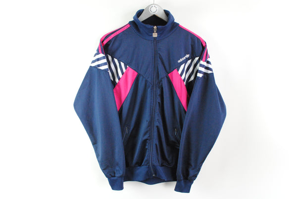 Vintage Adidas Track Jacket Medium / Large 42/44 size navy blue pink athletic jacket