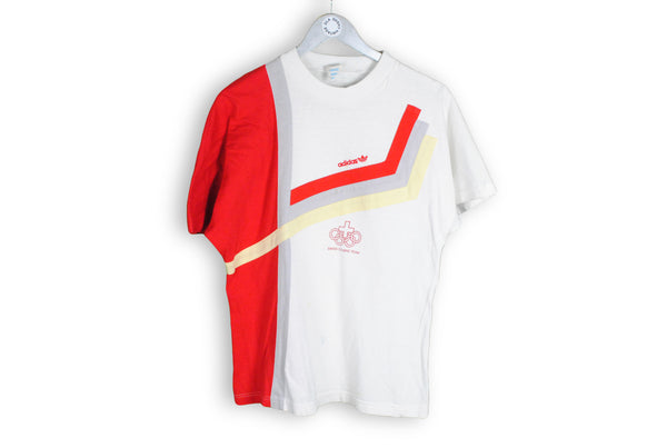 Vintage Adidas Swiss Olympic Team T-Shirt Small / Medium white red Switzerland logo