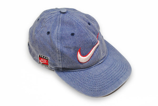 Vintage Nike Team Sports Cap jeans big swoosh logo hat