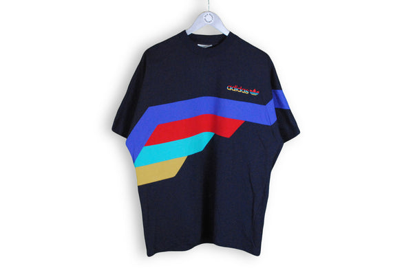 Vintage Adidas T-Shirt Large / XLarge blue multicolor retro 90s cotton tee