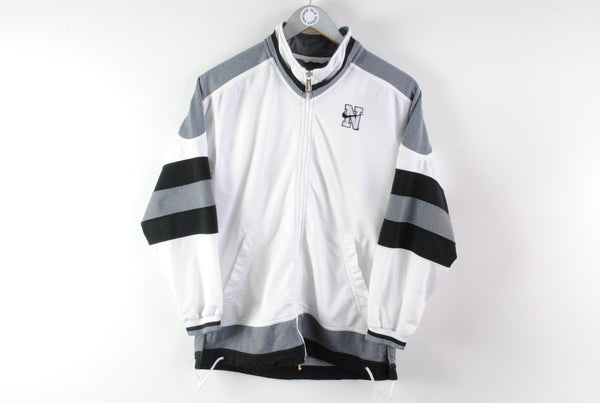 Vintage Nike Track Jacket xsmall small white gray basketball big logo 90s sport jacket
