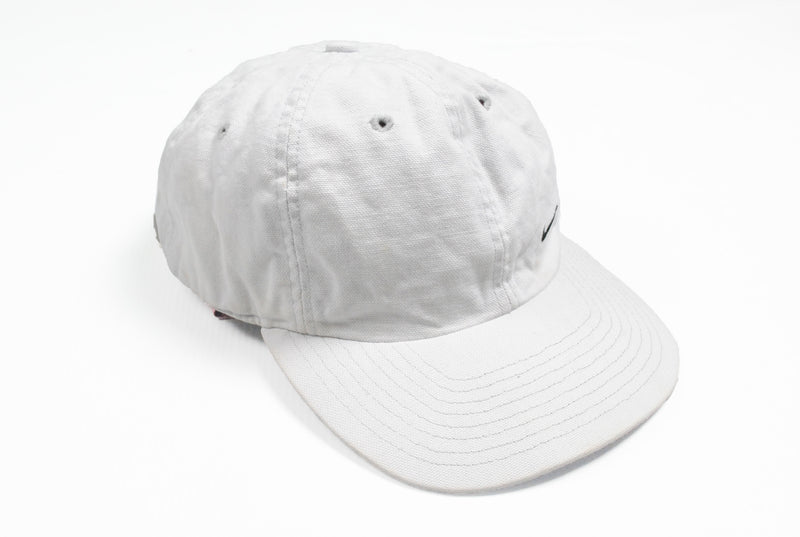 Vintage Nike Cap white small swoosh logo cotton 90s hat