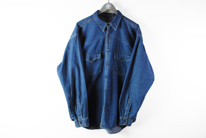 Vintage Levis Shirt XLarge blue jean denim shirt retro 1992 90s classic work wear shirt