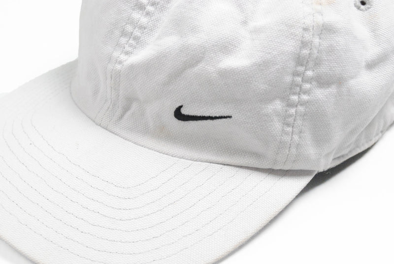 Vintage Nike Cap white small swoosh logo cotton 90s hat