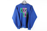 Vintage Adidas Sweatshirt Medium blue big logo 90s sport jumper