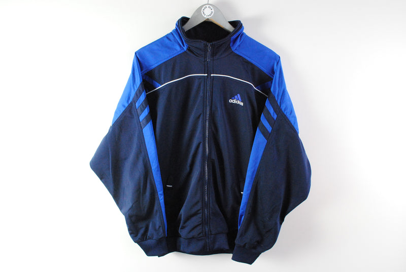 Vintage Adidas Track Jacket Medium / Large classic sport athletic jacket navy blue big logo