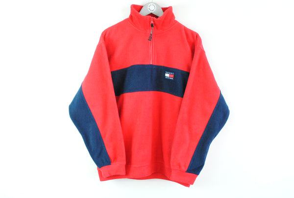 Vintage Tommy Hilfiger Fleece Small red blue 90s made in Spain retro sweater