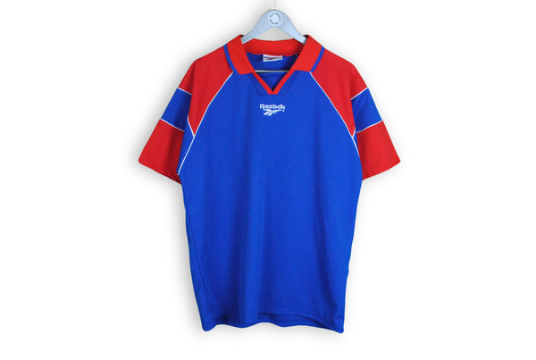 Vintage Reebok T-Shirt Large blue red jersey sport tee