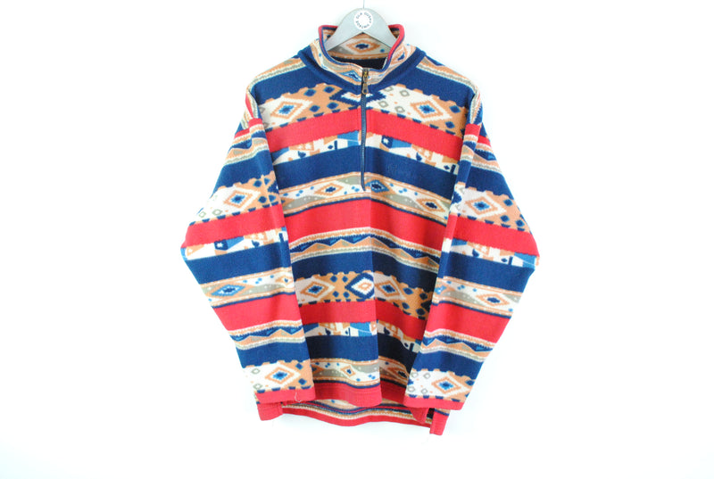 Vintage Sergio Tacchini Fleece Large abstract pattern multicolor sweater 90s